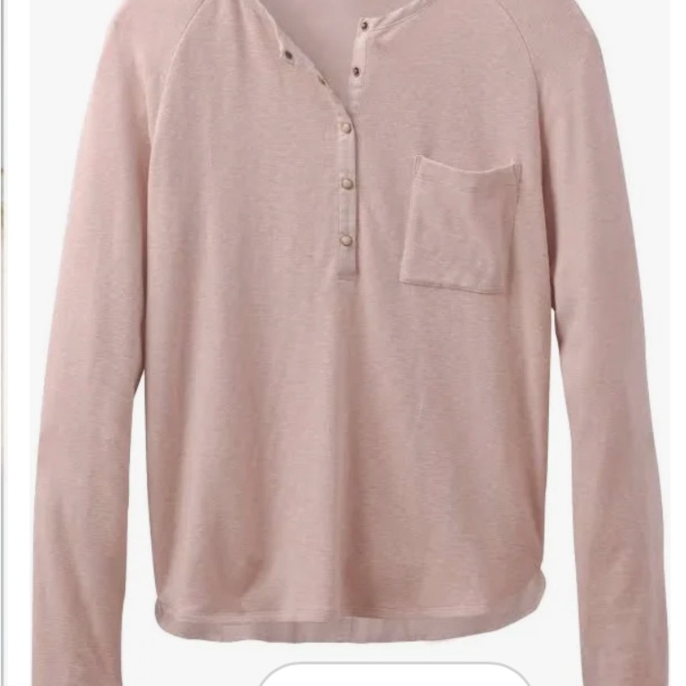 EUC!! Prana “Pink Khaki” Long Sleeve Henley Top. S.